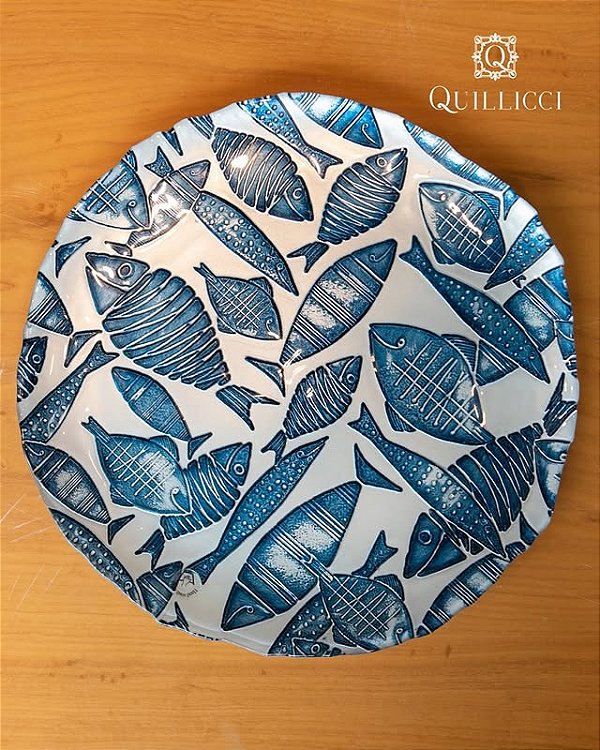 PRATO DECORATIVO DESENHADOS DE PEIXE