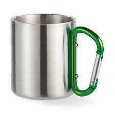 Caneca de Alumínio com Alça Mosquetão – 220ml | Parede Dupla Inox