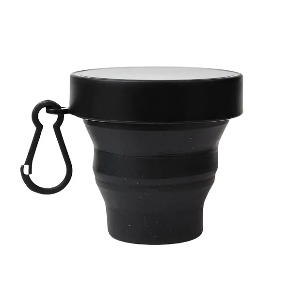 Copo Retrátil de Silicone com Mosquetão – 160ml | Tampa Rígida e Dobrável