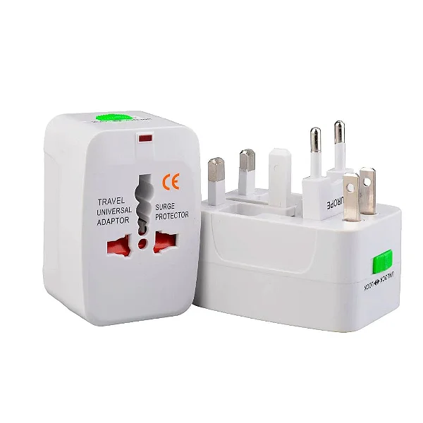 Adaptador de Tomada Universal com Proteção Contra Surto Elétrico - Para Viagem