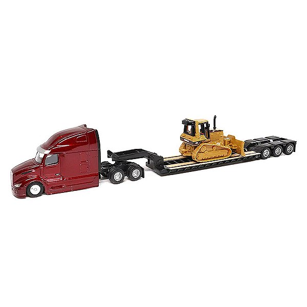 Caminhão Prancha e Trator De Esteira Caterpillar D5M 1/87 Diecast Masters