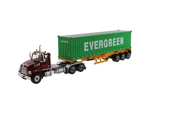 Miniatura Caminhão Container Evergreen Western 4700 1/50 Diecast Masters
