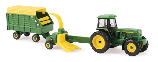 Miniatura Trator John Deere 4960 Com Vagão De Forragem 1/64 ERTL