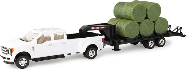 Miniatura Pick Up Ford F-350 Com Trailer e Fenos 1/32 ERTL