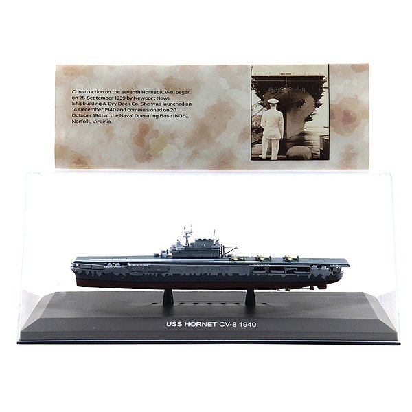Miniatura Porta Aviões da Marinha dos EUA USS Hornet CV-8 1/1250