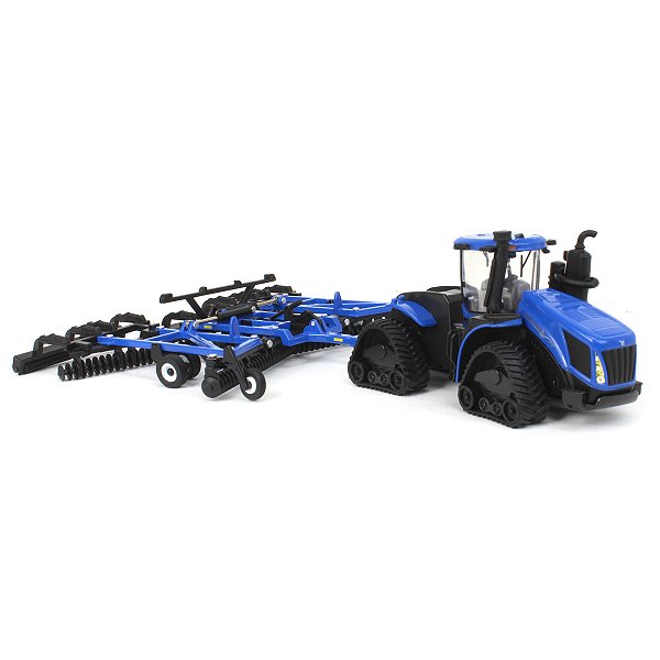 Miniatura 1/64 Trator New Holland T9.700 Com Grade de Disco