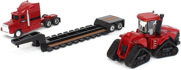Miniatura Combo ERTL Case IH Steiger 620 Quadtrac + Caminhão Prancha Baixa 1/64