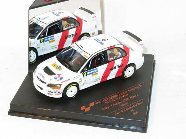 Miniatura Mitsubishi Lancer Evo X #9 Manfred Stohl Rally 2009 1/43 Vitesse Branco