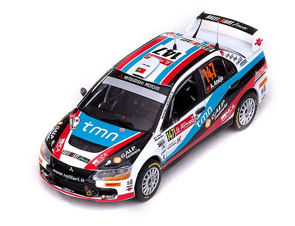 Miniatura Mitsubishi Lancer Evo IX #31 Armindo Araújo Rally 2007 1/43 Vitesse Branco