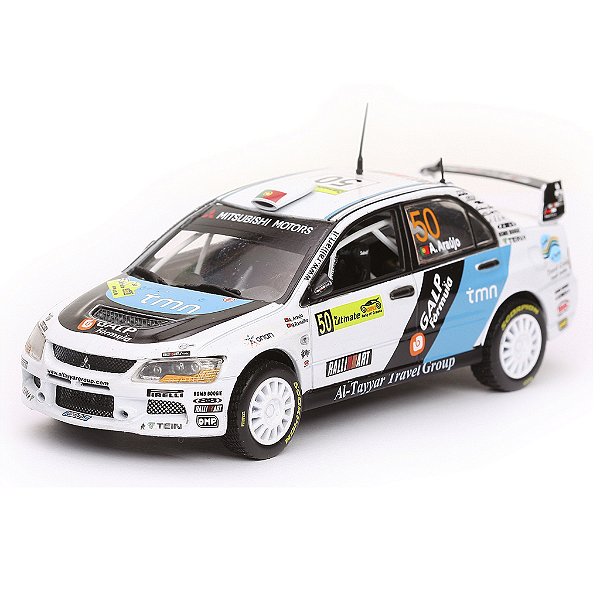 Miniatura Mitsubishi Lancer Evo IX #50 Armindo Araújo Rally 2007 1/43 Vitesse Branco