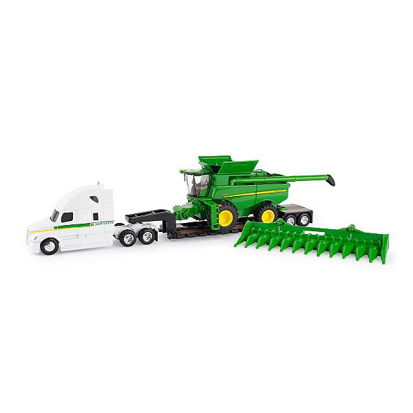 Miniatura Caminhão Reboque e Colheitadeira John Deere 1/64