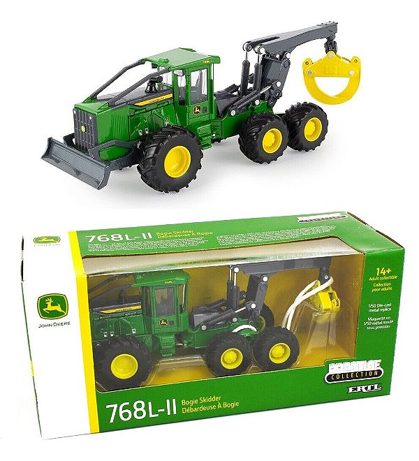 Miniatura Florestal John Deere 768L-II Bogie Skidder 1/50 ERTL Verde