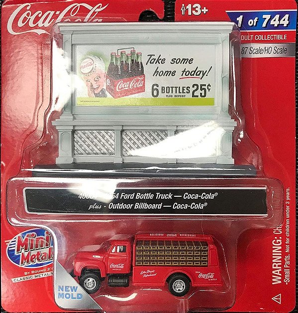 Miniatura Caminhão Ford Bottle Truck Coca-Cola 1954 1/87 HO Mini Metals
