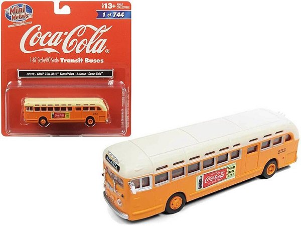 Miniatura Ônibus GMC TDH-3610 Atlanta Transit Coca-Cola 1/87 HO Mini Metals
