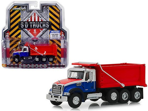 MINIATURA CAMINHÃO CAÇAMBA 1/64 GREENLIGHT S.D. MACK GRANITE