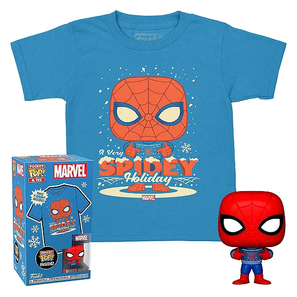 Combo Funko Pop! Pocket & Tee Marvel Spider-Man - Camiseta + Chaveiro