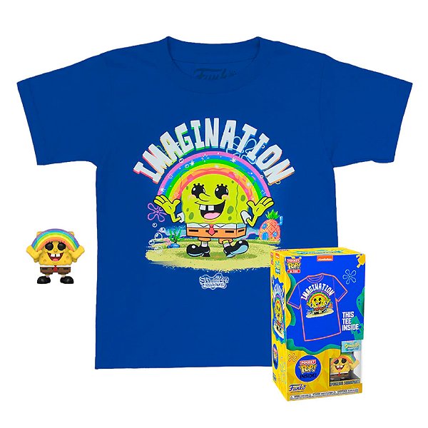 Box Funko Pop! Pocket SpongeBob SquarePants: Bob Esponja c/ Arco-Íris + Camiseta Tee Bundle