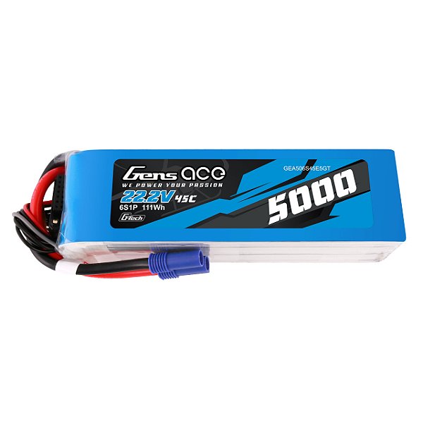 Bateria LiPo Gens Ace Para Automodelo 6S 5000mAh 60C G-Tech Plug EC5 Profissional