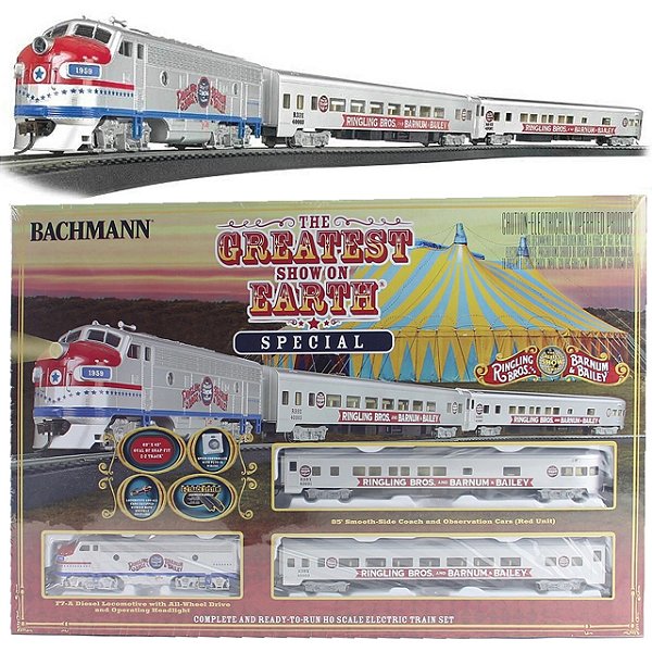 Trem Elétrico Ferromodelismo Bachmann The Greatest Show on Earth E-Z Set HO - 00749
