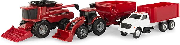 Playset Agrícola Case IH Escala 1/64 ERTL | Trator, Caminhonete e Gado