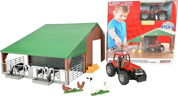 Playset Fazenda Com Animais, Celeiro e Trator 305 1/32
