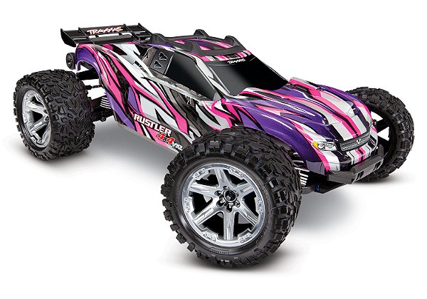Automodelo RC Traxxas Rustler 4x4 VXL Sistema TSM e Rádio TQi Brushless 1/10 - 100km/h+