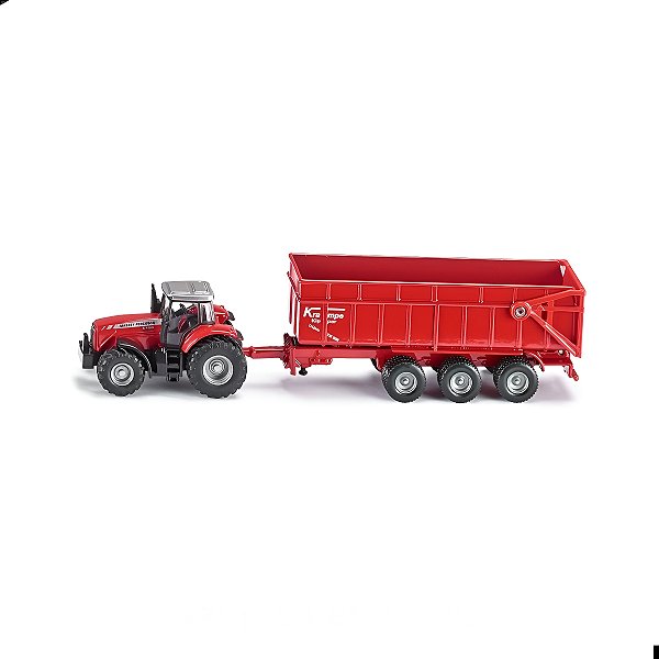 Miniatura Trator Massey Ferguson Com Reboque Basculante 1/87