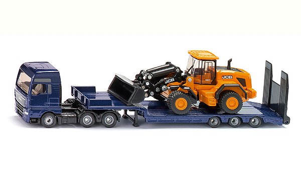 Miniatura Caminhão Prancha Man Pá Carregadeira JCB 457 Siku 1/87 Metal Diecast
