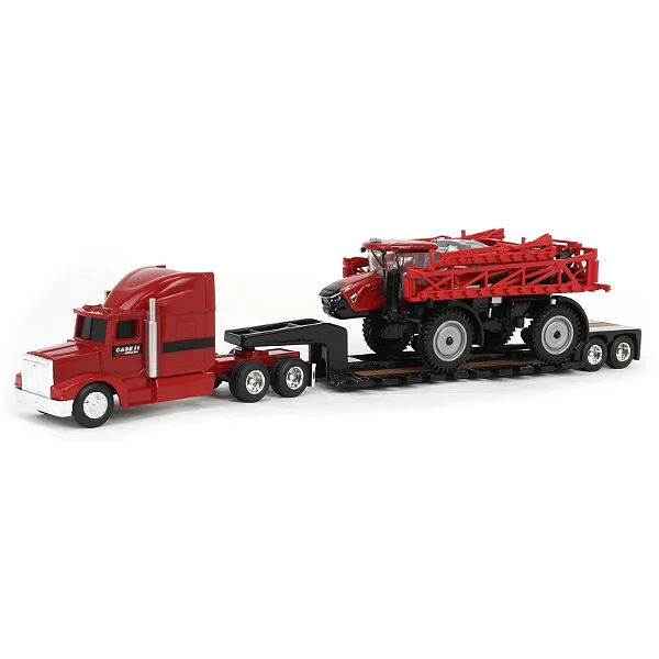 Miniatura Agrícola Case IH Carreta Prancha Lowboy e Pulverizador Patriot 4350 ERTL 1/64