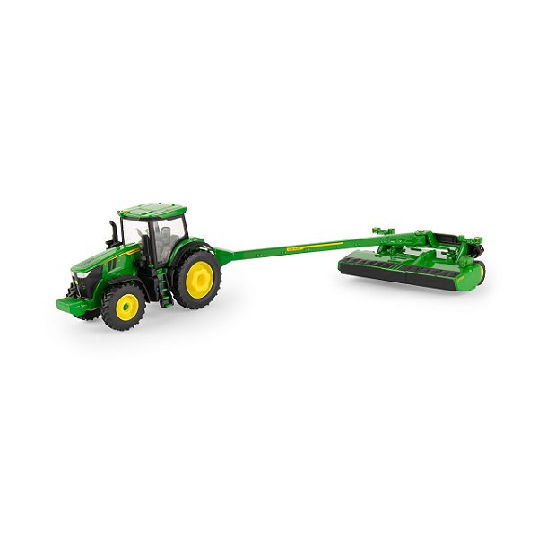 Miniatura Trator John Deere 7R 270 com Segadora C500 1:64