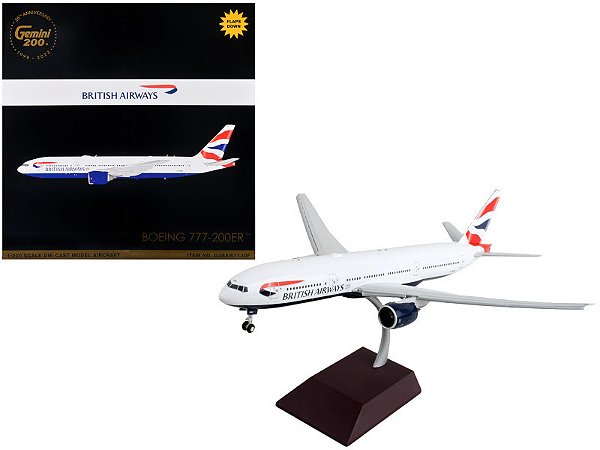 Miniatura Avião Boeing 777-200ER British Airways Gemini Jets 1:400 Metal Diecast