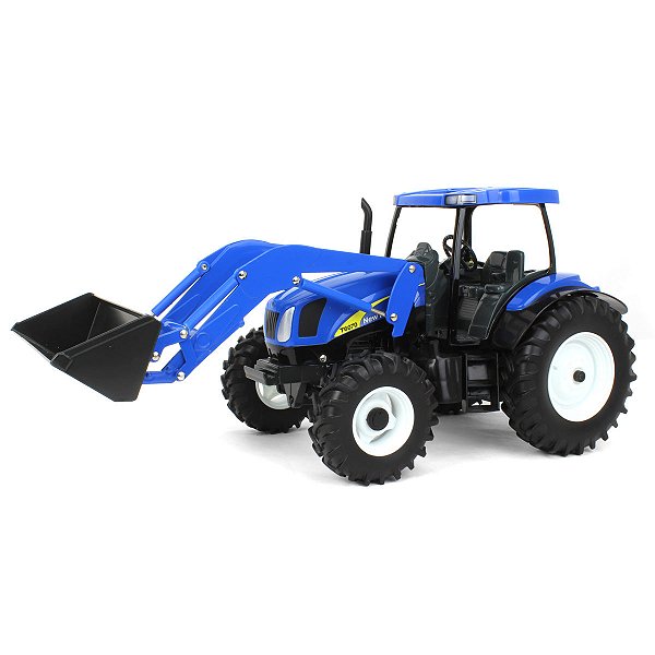 Miniatura Trator Agrícola New Holland T6070 FWA Pá Carregadora 1/16 ERTL