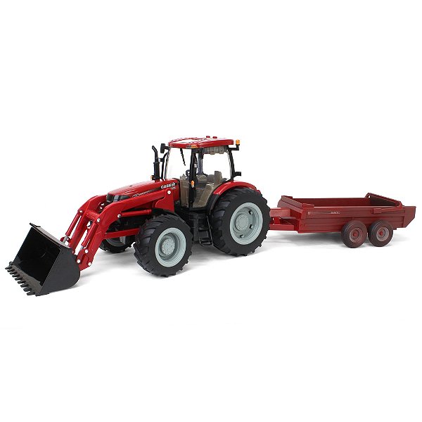 Miniatura Trator Case IH Puma 195Carregadeira e Espalhador 1/16 ERTL Muddy Series