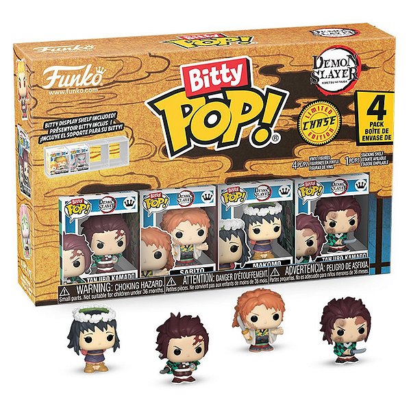 Funko Bitty Pop Demon Slayer Tanjiro 4Pack 2,5Cm Miniatura Oficial Funko 2,5cm Miniatura Oficial ...