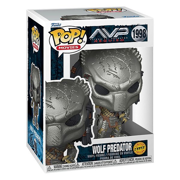 Funko Pop Chase Alien Vs. Preadator Requiem Wolf Predator #1998 Variante Rara 1 em 6 Vinil 9,5cm