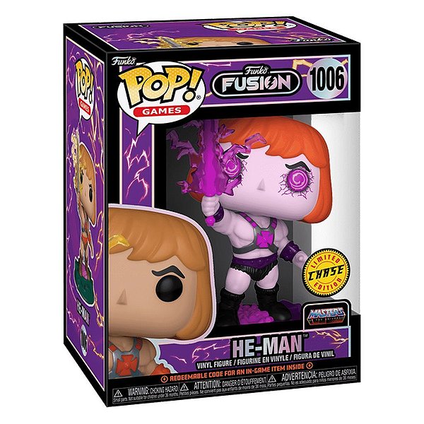 Funko Pop Chase Fusion He-Man #1006 Variante Rara 1 Em 6 Vinil 9,5Cm Vinil 9,5 cm Oficial Funko
