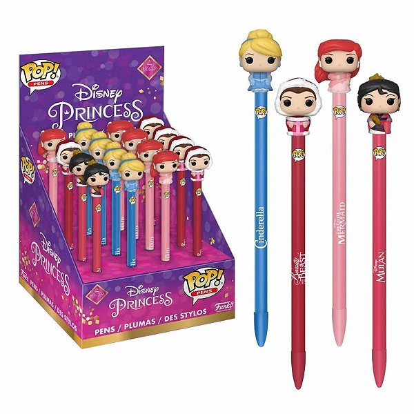 Funko Pop Funko Pen Topper Disney Princess Display C/16 Canetas #48656 Vinil 9,5 cm Oficial Funko