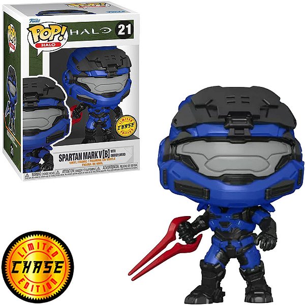 Funko Pop Chase Halo 2 Spartan Mark V B W/Energy Sword #21 Variante Rara 1 em 6 Vinil 9,5cm