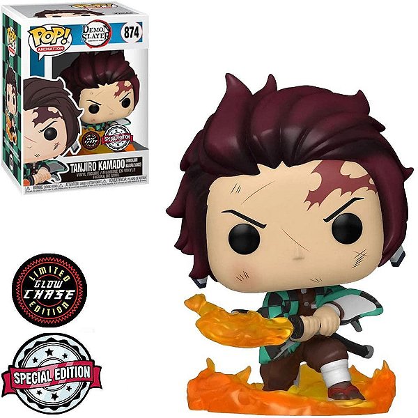 Funko Pop Chase Demon Slayer Tanjiro Kagura Dance Glow #874 Variante Rara 1 Em 6 Vinil 9,5Cm Vini...