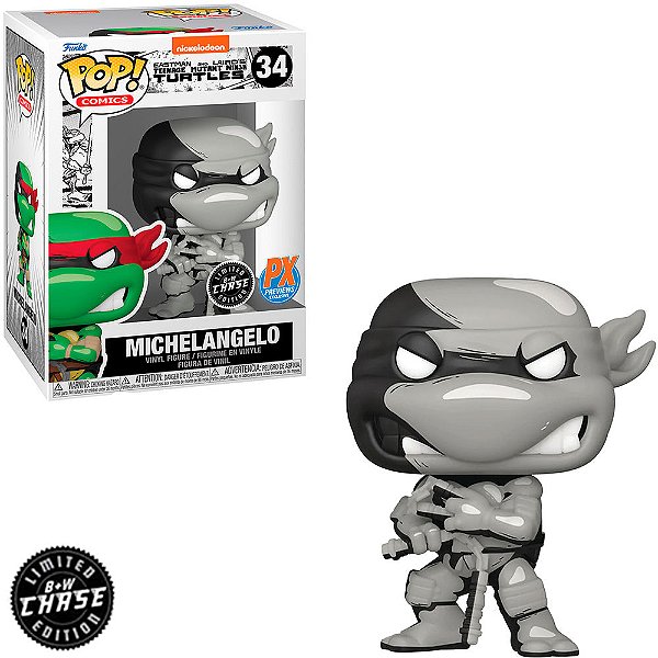Funko Pop Chase Turtles Ninja Michelangelo #34 Variante Rara 1 Em 6 Vinil 9,5Cm Vinil 9,5 cm Ofic...