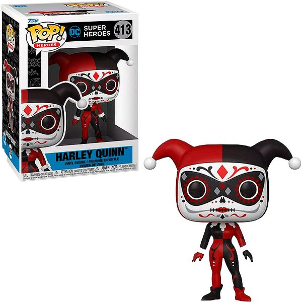 Funko Pop Heroes Dia De Los Dc - Harley Quinn #413 Vinil 9,5 cm Oficial Funko