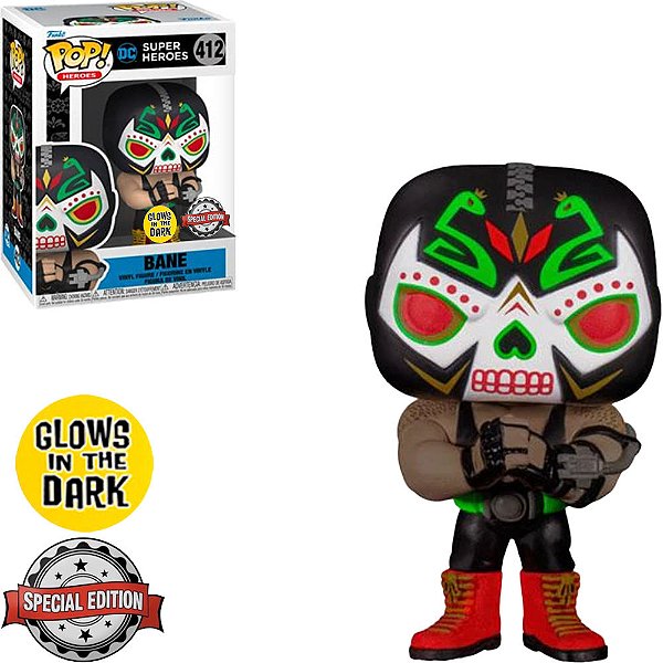 Funko Pop Heroes Dia De Los Dc - Bane Glow #412 Vinil 9,5 cm Oficial Funko
