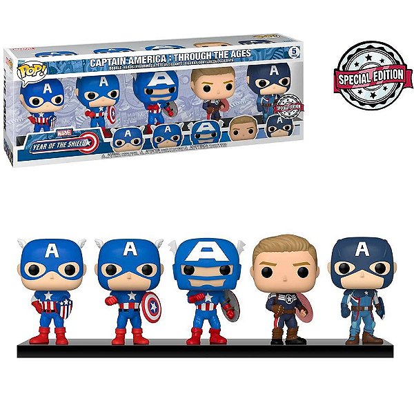 Funko Pop Marvel Captain America Through The - Ages 5Pack #55482 Vinil 9,5 Cm Oficial Funko Vinil...