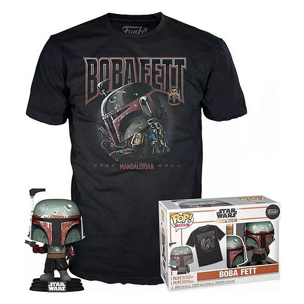 Funko Pop Star Wars Mandalorian Boba Fett + - Tees Bundle #63388 Vinil 9,5 Cm Oficial Funko Vinil...