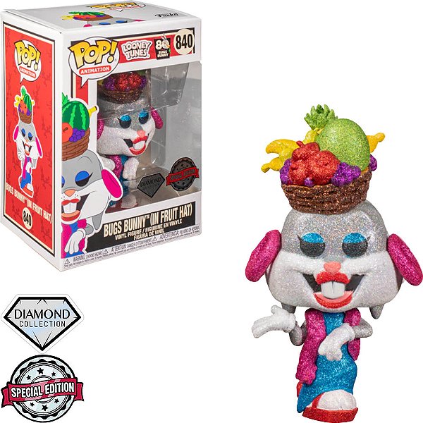 Funko Pop Looney Tunes 80Th Bugs Bunny Diamond - Fruit Hat #840 Vinil 9,5 Cm Oficial Funko Vinil ...