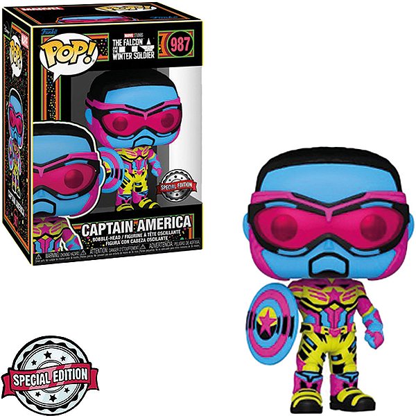 Funko Pop Marvel Black Light The Falcon - Captain America #987 Vinil 9,5 Cm Oficial Funko Vinil 9...
