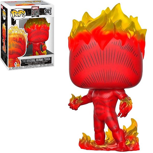 Funko Pop Marvel 80Th Firts Appearance - Human Torch #501 Vinil 9,5 cm Oficial Funko