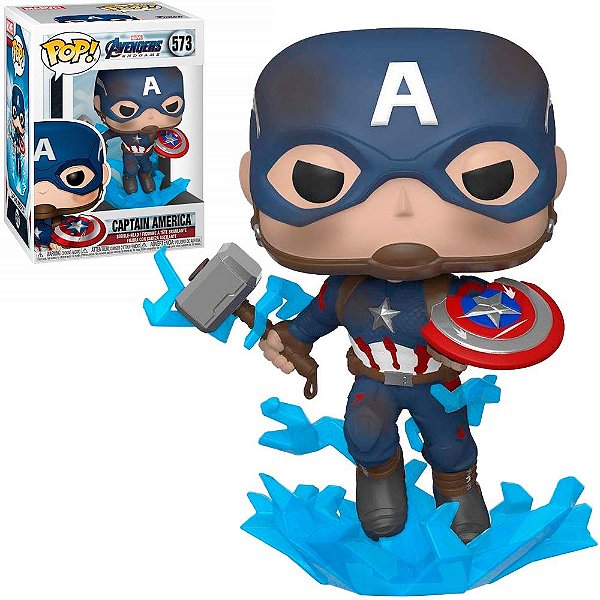 Funko Pop Marvel Avengers Endgame Captain - America W/Mjolnir #573 Vinil 9,5 cm Oficial Funko