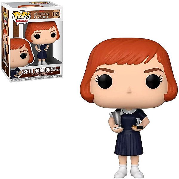 Funko Pop The Queens Gambit Beth - Harmon W/Trophies #1121 Vinil 9,5 cm Oficial Funko