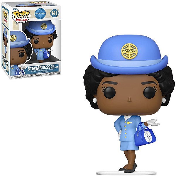 Funko Pop Pan Am Stewardess W/White - Blue Bag #141 Vinil 9,5 cm Oficial Funko